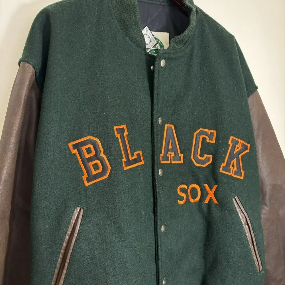 Vintage Chicago Black Sox Varsity Jacket Wool MLB Bomber White Mens XL 90s Green